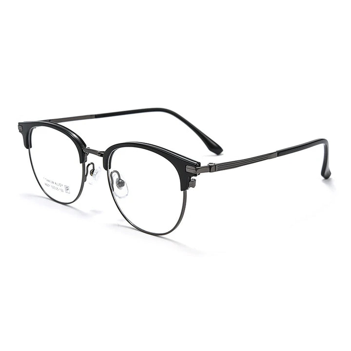 Bclear Unisex Full Rim Round Alloy Eyeglasses Clip On Polarized Sunglasses 9820 With Clip Ons Bclear