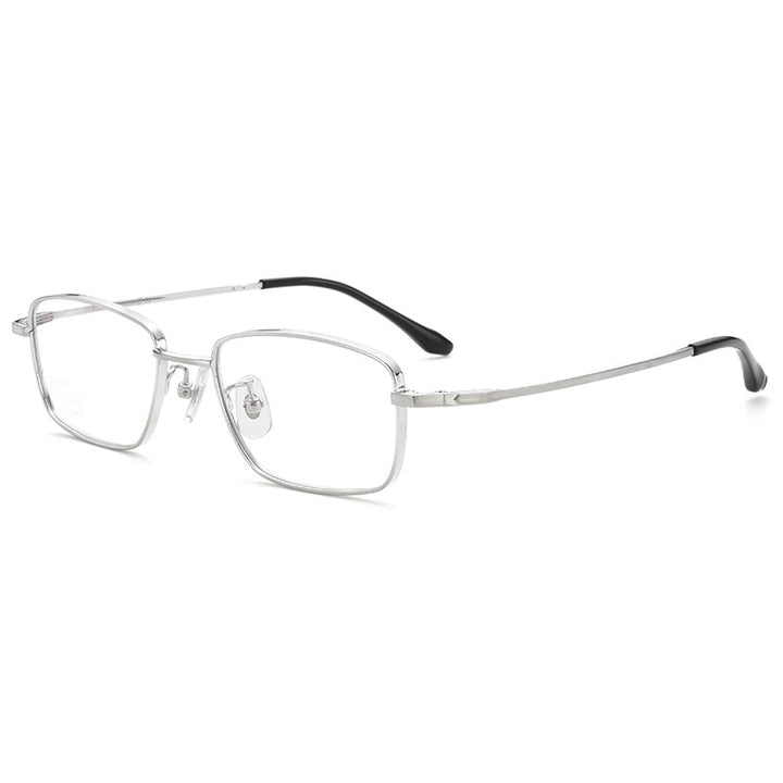 Yimaruili Men's Full Rim Small Square Titanium Eyeglasses J86501 Full Rim Yimaruili Eyeglasses Silver  