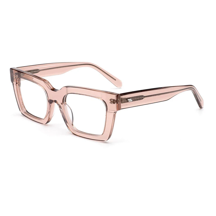 Gatenac Unisex Full Rim Square Acetate Eyeglasses Gxyj-1181 Full Rim Gatenac Pink