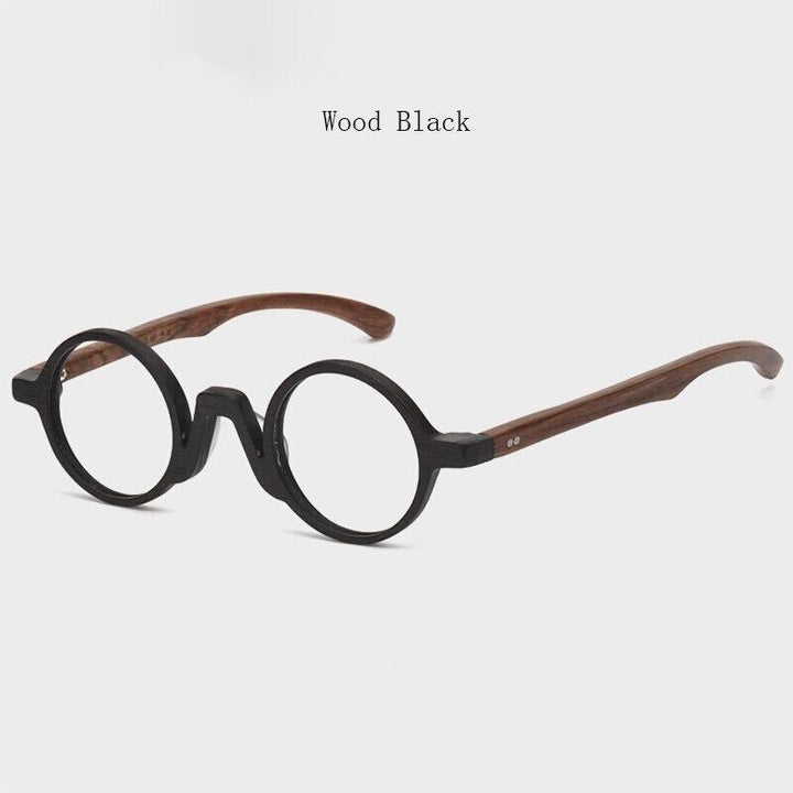 Hdcrafter Unisex Full Rim Round Wood Eyeglasses 5610d Full Rim Hdcrafter Eyeglasses Wood Black