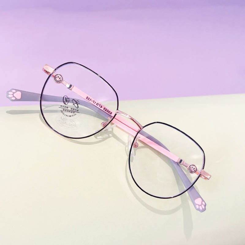 CCspace Unisex Youth Full Rim Round Alloy Eyeglasses 56564 Full Rim CCspace C2BlackGold