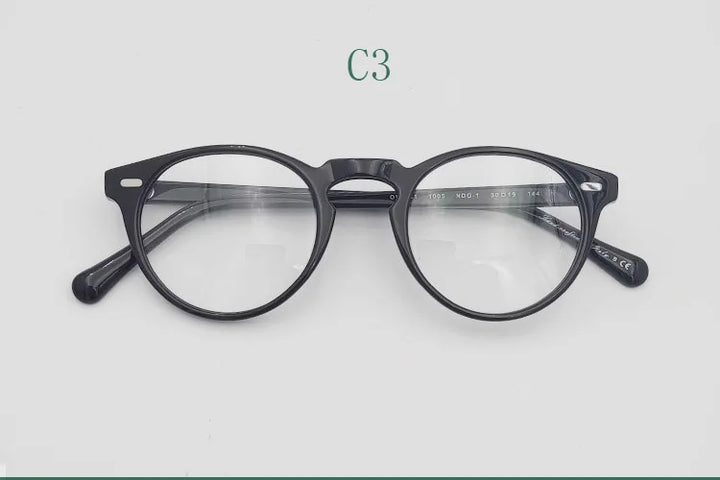 Yujo Unisex Full Rim Round Acetate Eyeglasses 1005 Full Rim Yujo C3 CHINA