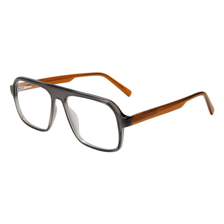 Gatenac Unisex Full Rim Square Acetate Eyeglasses Gxyj1133 Full Rim Gatenac Gray Brown