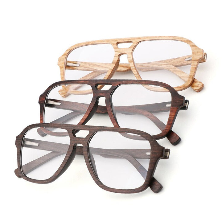 Hdcrafter Men's Full Rim Oval Double Bridge Wood Eyeglasses 5623 Full Rim Hdcrafter Eyeglasses