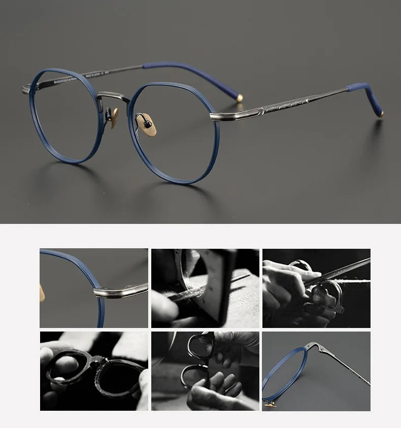 Aimee Unisex Full Rim Round Polygon Titanium Eyeglasses 5342 Full Rim Aimee