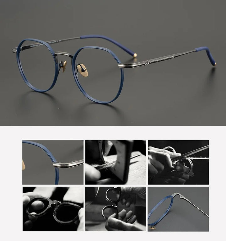 Aimee Unisex Full Rim Round Polygon Titanium Eyeglasses 5342 Full Rim Aimee