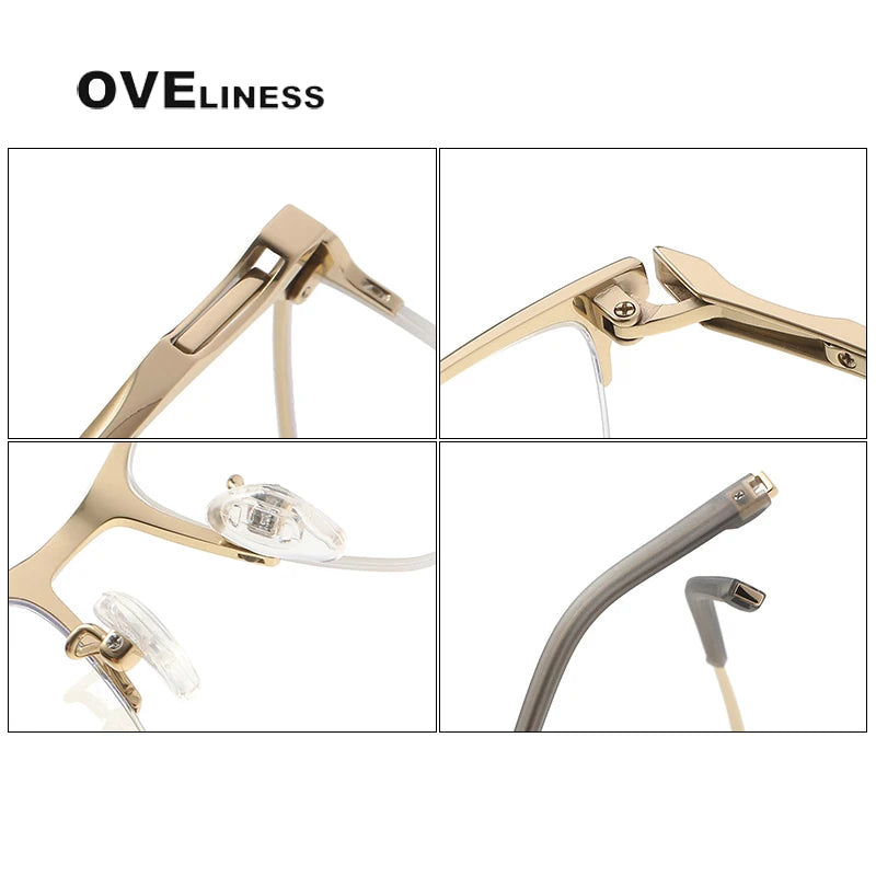 Oveliness Men's Semi Rim Square Titanium Eyeglasses 80879 Semi Rim Oveliness   