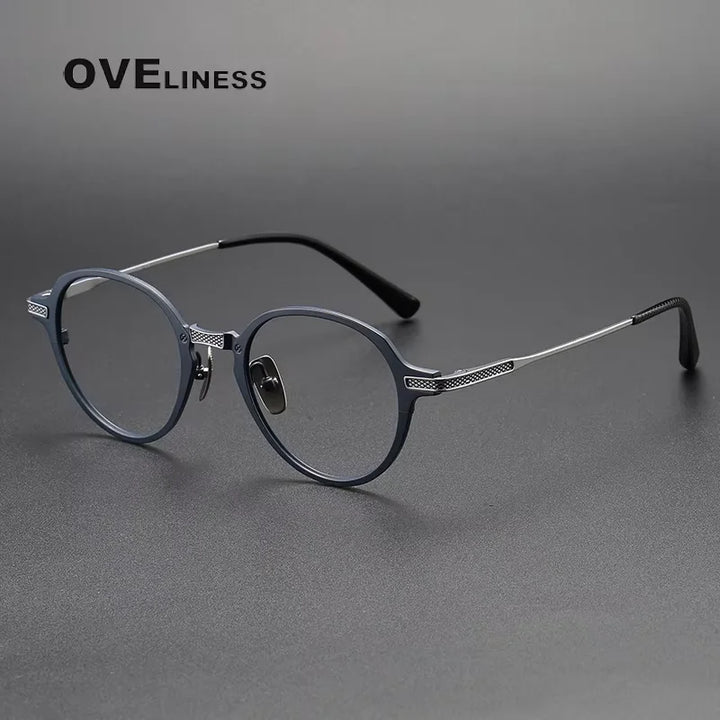 Oveliness Unisex Full Rim Round Acetate Titanium Eyeglasses 212426
