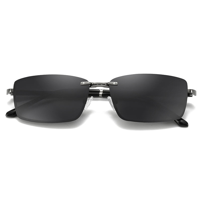 Bclear Men's Semi Rim Rectangle Alloy Eyeglasses With Clip On Polarized Sunglasses Zt9338 With Clip Ons Bclear