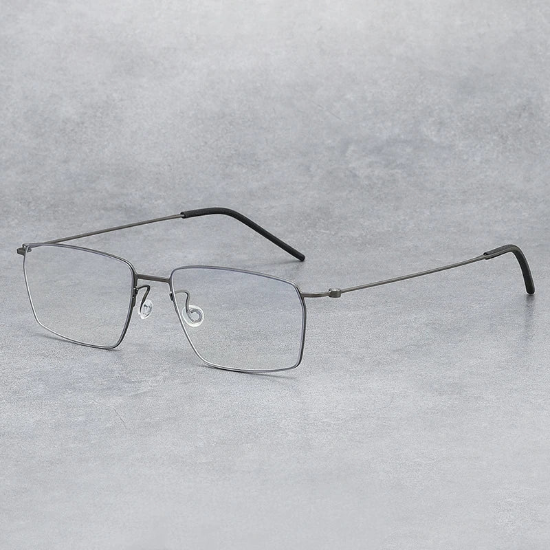 Black Mask Unisex Full Rim Square Screwless Titanium Eyeglasses 5509 Full Rim Black Mask Gun Gray  