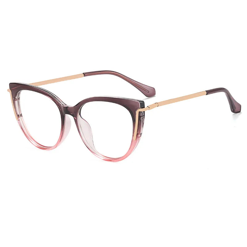 CCspace Women's Full Rim Cat Eye Tr 90 Titanium Eyeglasses 56963 Full Rim CCspace C8GreyPink