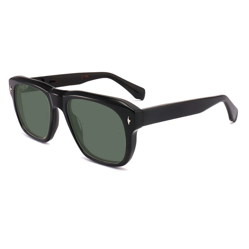Gatenac Unisex Full Rim Square Polarized Acetate Sunglasses Mo16 Sunglasses Gatenac Black Turtle Green