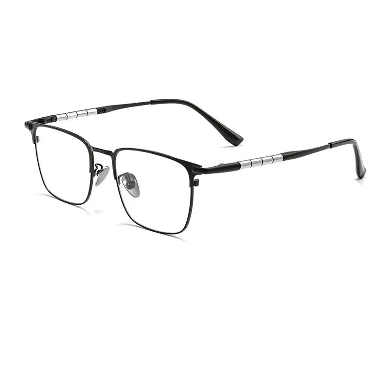 Hdcrafter Unisex Full Rim Square Titanium Eyeglasses 9009t Full Rim Hdcrafter Eyeglasses Black