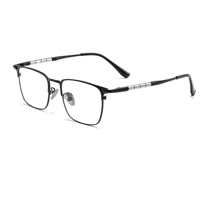 Hdcrafter Unisex Full Rim Square Titanium Eyeglasses 9009t Full Rim Hdcrafter Eyeglasses Black