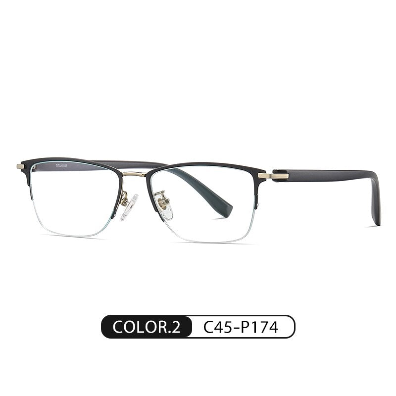 Zirosat Men's Semi Rim Square Tr 90 Titanium Eyeglasses St6212 Semi Rim Zirosat C2
