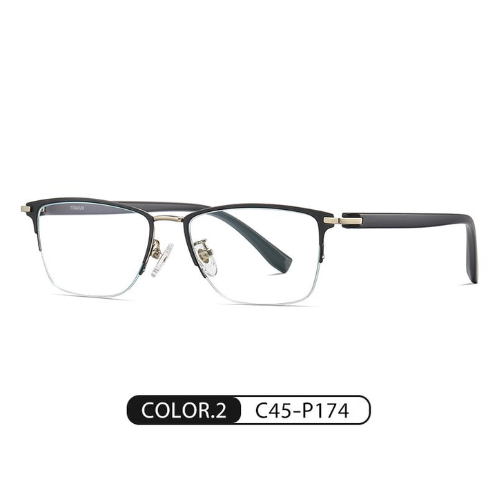 Zirosat Men's Semi Rim Square Tr 90 Titanium Eyeglasses St6212 Semi Rim Zirosat C2