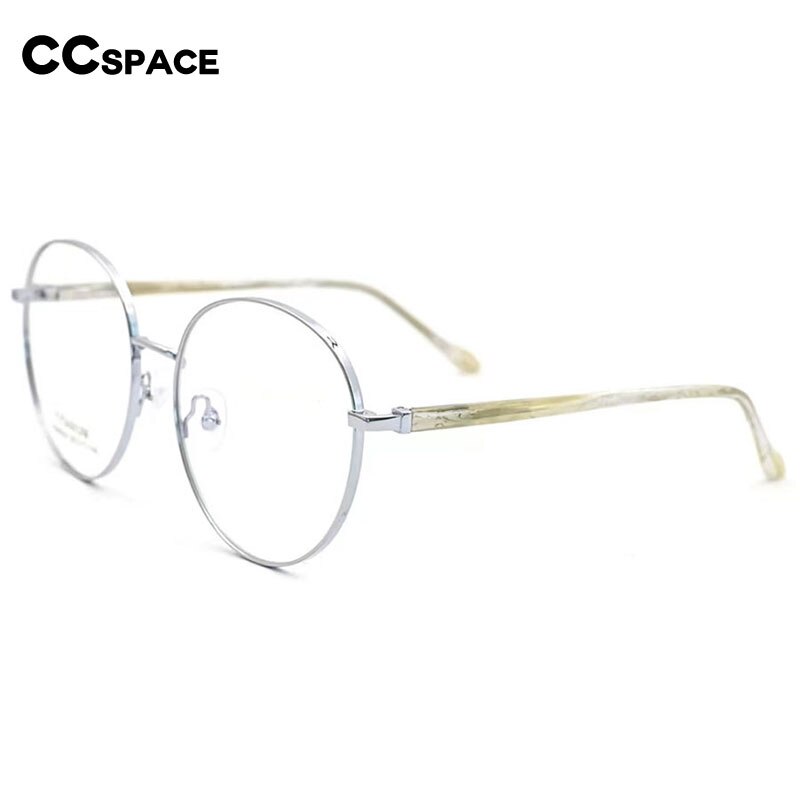 CCspace Unisex Full Rim Round Titanium Alloy Acetate Eyeglasses 56090 Full Rim CCspace