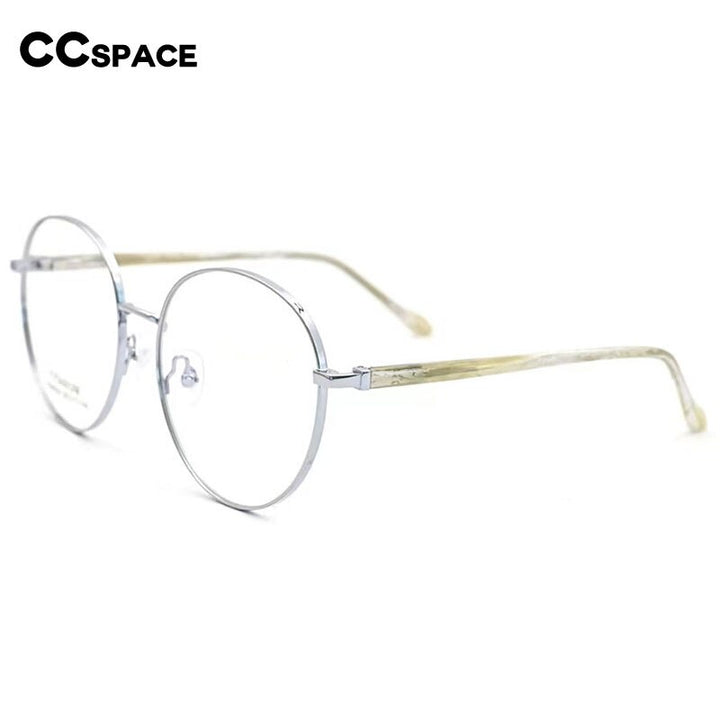 CCspace Unisex Full Rim Round Titanium Alloy Acetate Eyeglasses 56090 Full Rim CCspace