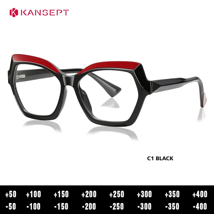 Kansept Women's Full Rim Polygon Tr 90 Alloy Reading Glasses 67043