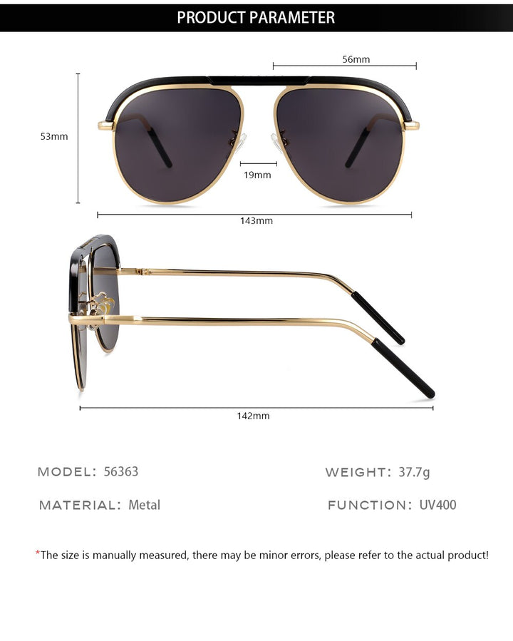 CCspace Unisex Full Rim Large Square Alloy UV400 Sunglasses 56363 Sunglasses CCspace Sunglasses