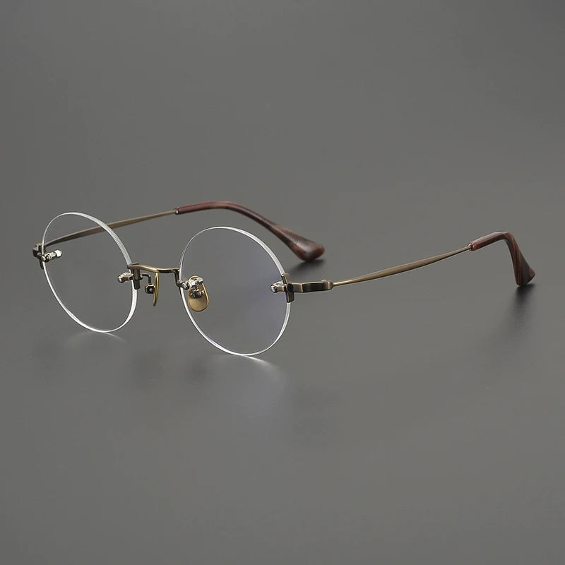 Gatenac Unisex Rimless Polygon Round Titanium Eyeglasses G41486