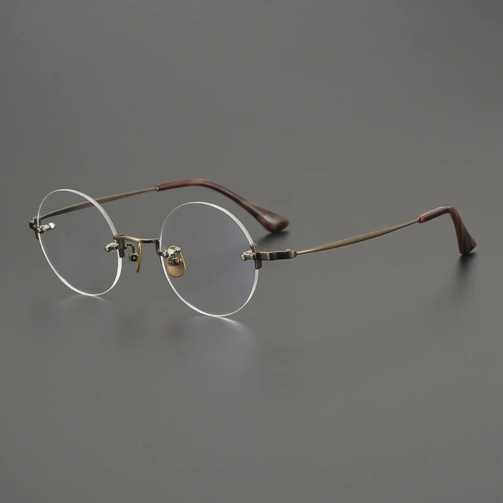 Gatenac Unisex Rimless Polygon Round Titanium Eyeglasses G41486
