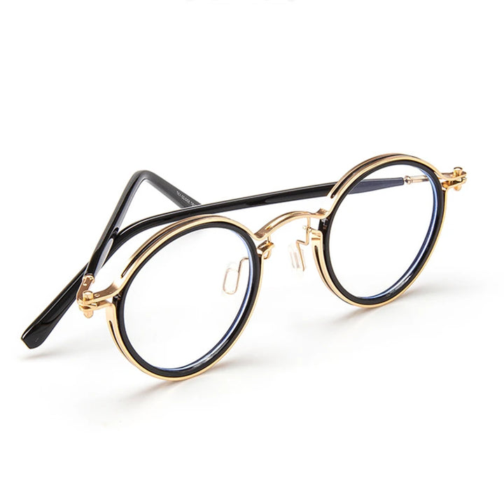 Kocolior Unisex Full Rim Round Alloy Acetate Hyperopic Reading Glasses 2203 Reading Glasses Kocolior