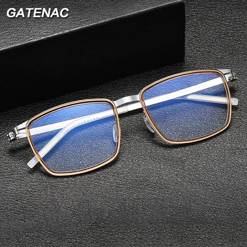 Gatenac Mens Full Rim Square Acetate Eyeglasses Gxyj-1187 Full Rim Gatenac