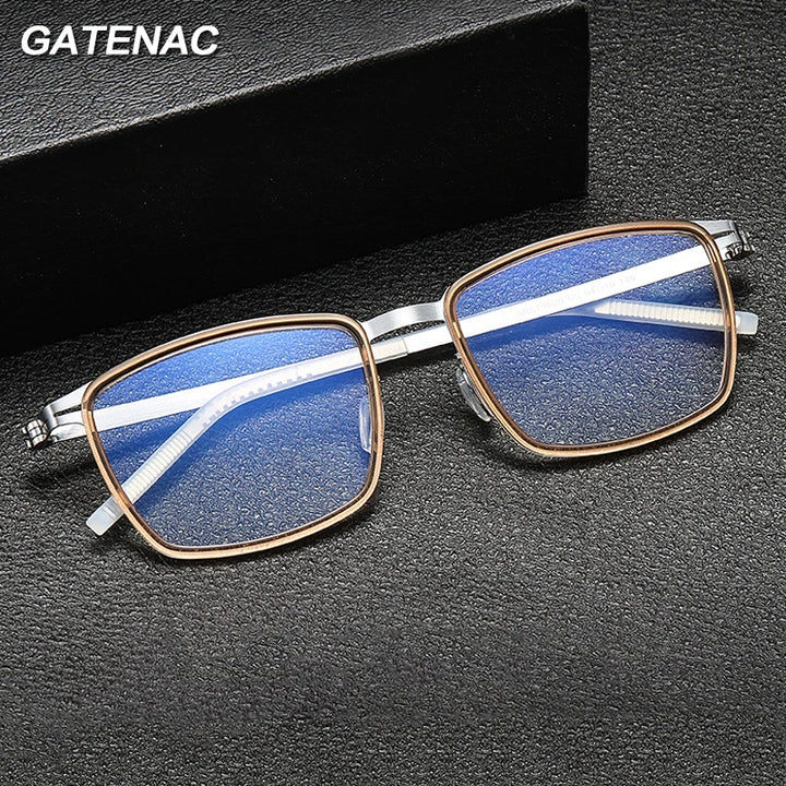 Gatenac Mens Full Rim Square Acetate Eyeglasses Gxyj-1187 Full Rim Gatenac