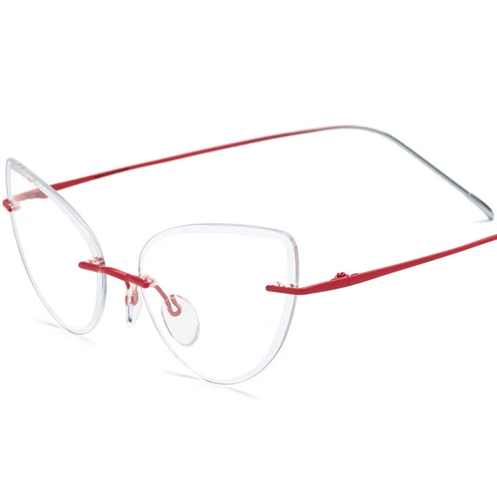 Nobler Unisex Rimless Oval Cat Eye Titanium Eyeglasses 185909