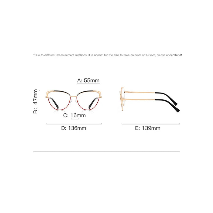 Gmei Women's Full Rim Oval Cat Eye Alloy Eyeglasses 843107 Full Rim Gmei Optical