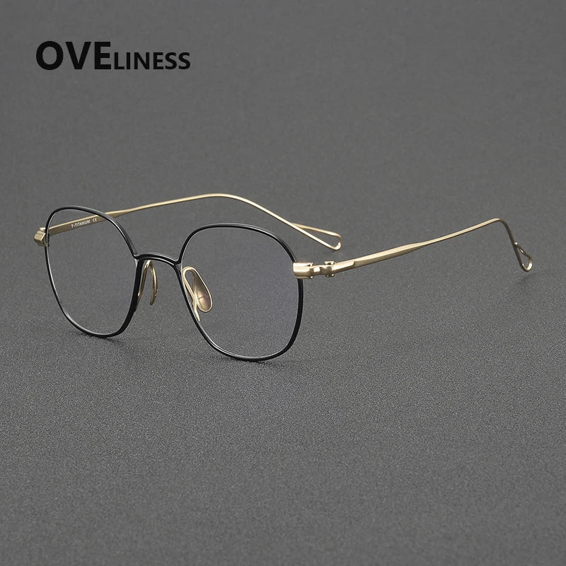 Oveliness Unisex Full Rim Polygon Round Titanium Eyeglasses 61156
