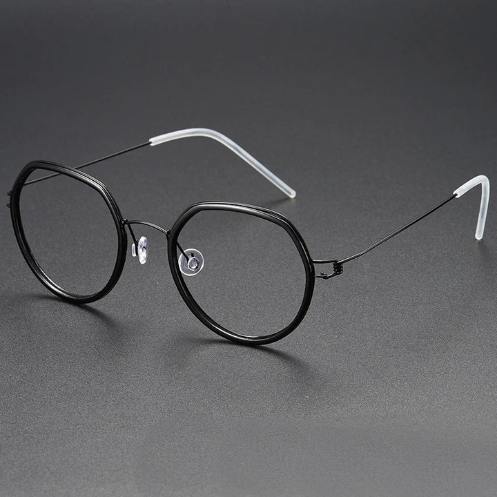 Black Mask Women's Full Rim Polygon Titanium Acetate Eyeglasses Bm6612 Full Rim Black Mask Black