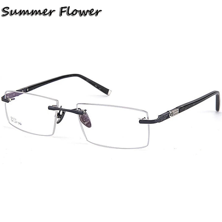 Summer Flower Unisex Rimless Square Alloy Eyeglasses 88836 Full Rim Summer Flower Blue