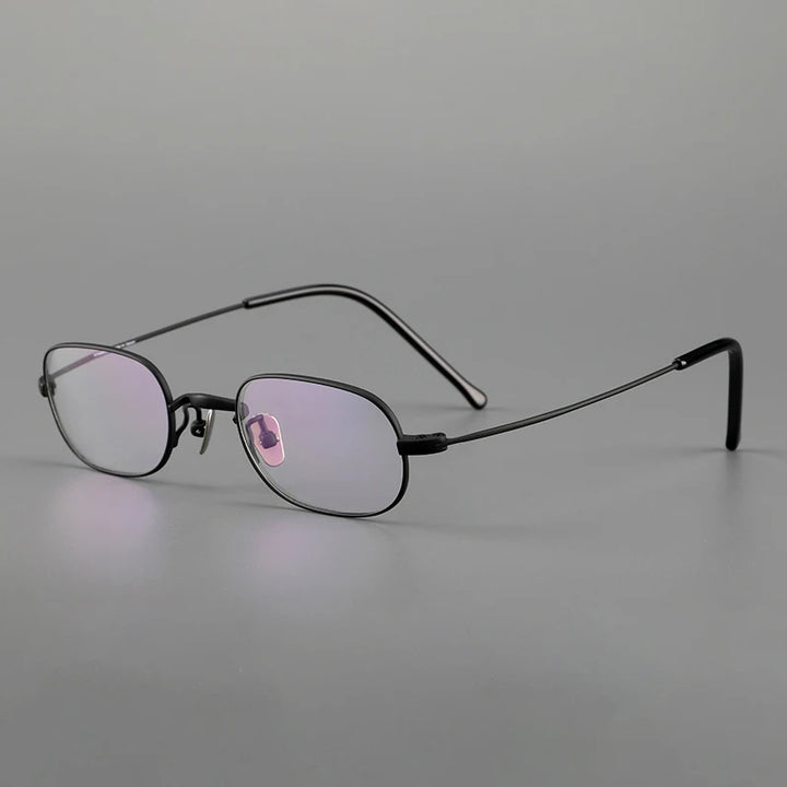 Muzz Men's Full Rim Small Round Or Square Titanium Eyeglasses 503- R103 Full Rim Muzz Square Black silver  