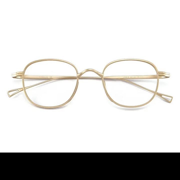 Yimaruili Unisex Full Rim Round Titanium Alloy Eyeglasses 8016 Full Rim Yimaruili Eyeglasses Gold