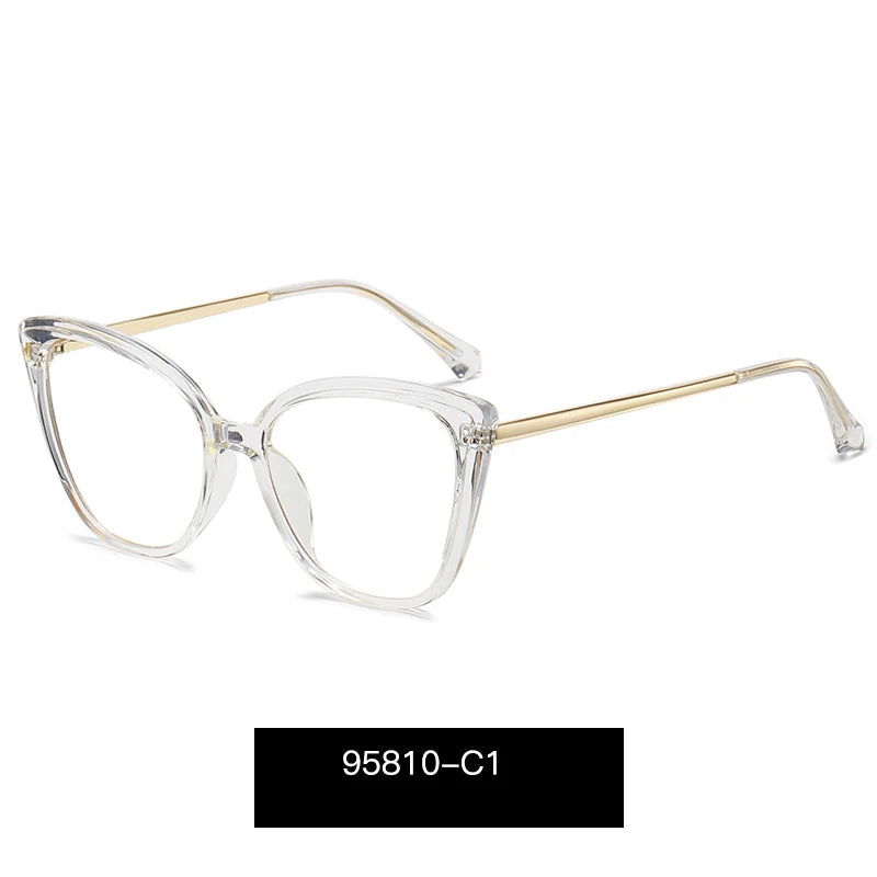 Handoer Women's Full Rim Oval Cat Eye Acetate Alloy Eyeglasses 95810 Full Rim Handoer C1