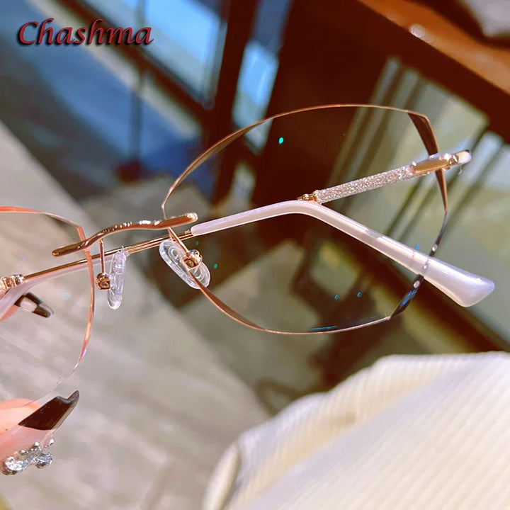 Chashma Ochki Women's Rimless Oval Titanium Eyeglasses 88606 Rimless Chashma Ochki