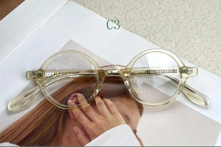 Yujo Unisex Full Rim Round Acetate Eyeglasses 4225e Full Rim Yujo C3 CHINA