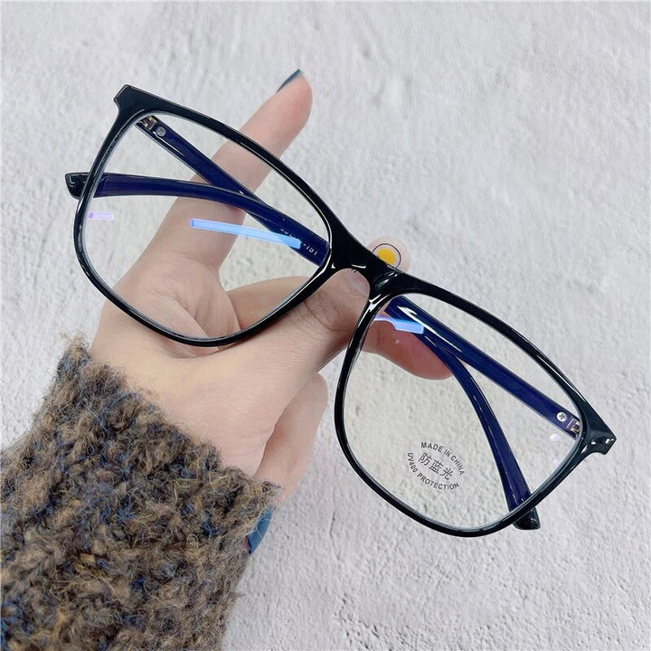 Cubojue Unisex Full Rim Oversized Square Tr 90 Titanium Eyeglasses 30011 Reading Glasses Cubojue Black anti blue light 0