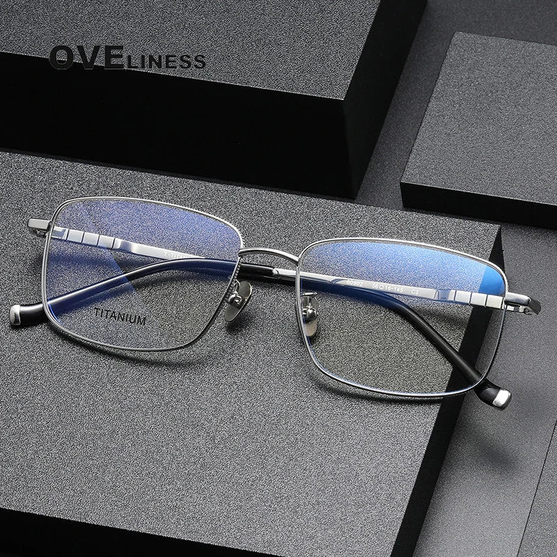 Oveliness Men's Full Rim Square Titanium Eyeglasses 80902 Full Rim Oveliness   