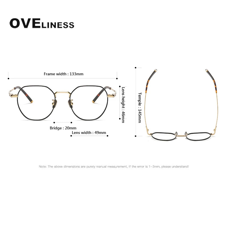 Oveliness Unisex Full Rim Polygon Titanium Eyeglasses 80882 Full Rim Oveliness