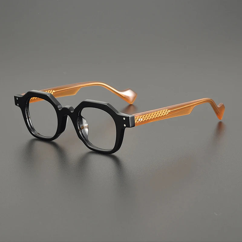 Gatenac Unisex Full Rim Flat Top Square Acetate Eyeglasses Gxyj1162 Full Rim Gatenac Black