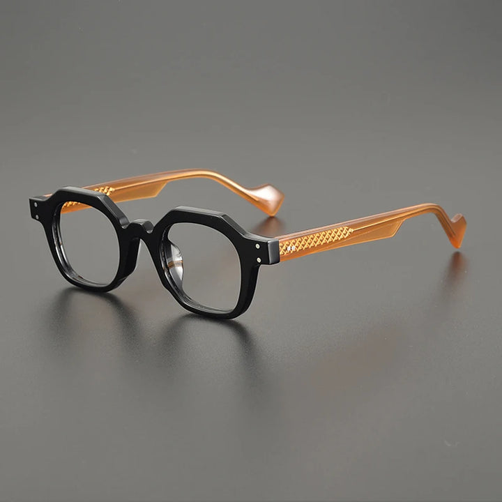 Gatenac Unisex Full Rim Flat Top Square Acetate Eyeglasses Gxyj1162 Full Rim Gatenac Black