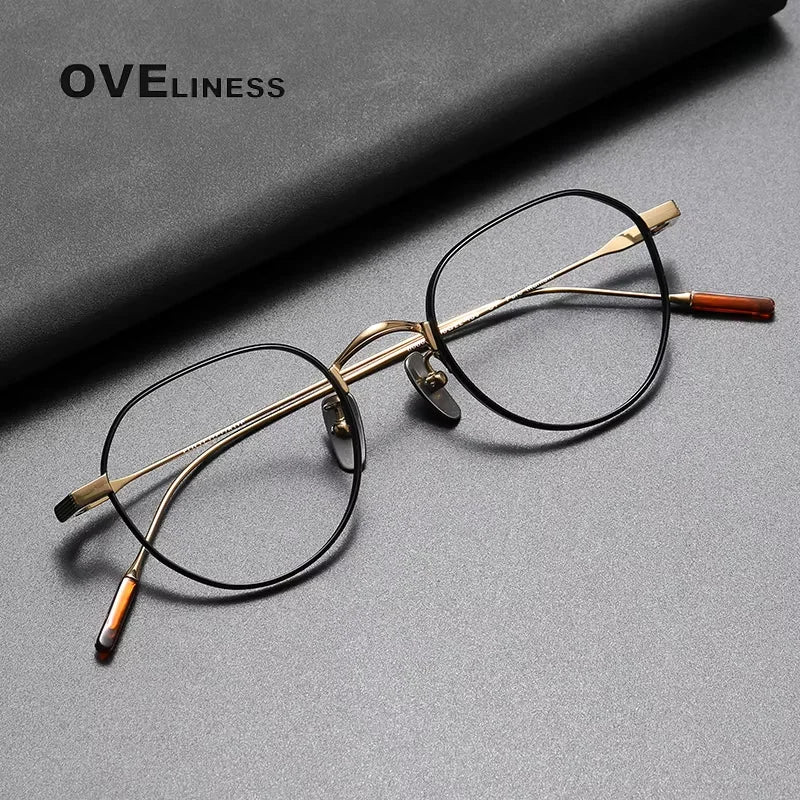 Oveliness Women's Full Rim Flat Top Round Titanium Eyeglasses 780803