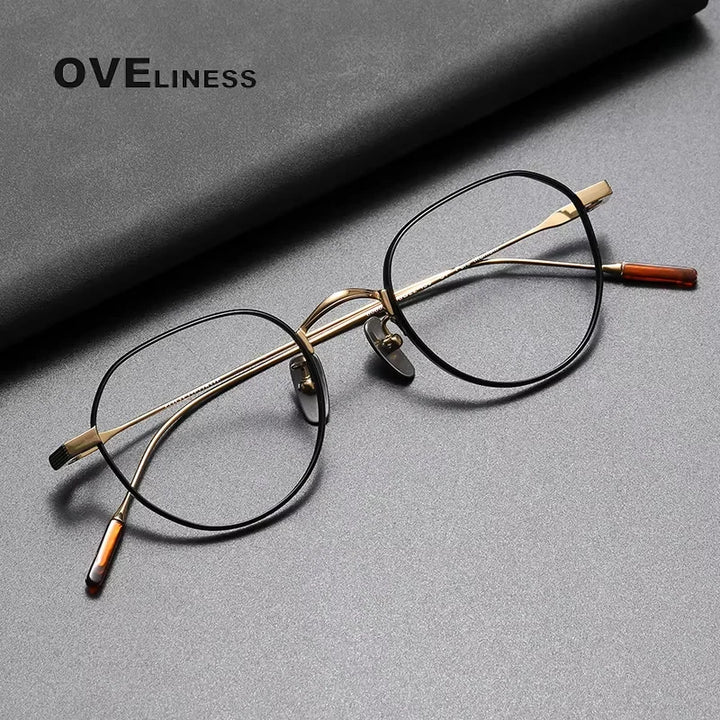 Oveliness Women's Full Rim Flat Top Round Titanium Eyeglasses 780803