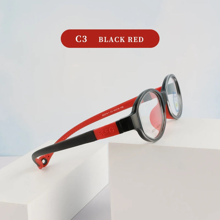 Secg Unisex Children's Full Rim Oval Tr 90 Silicone Eyeglasses 193101 Full Rim Secg C3
