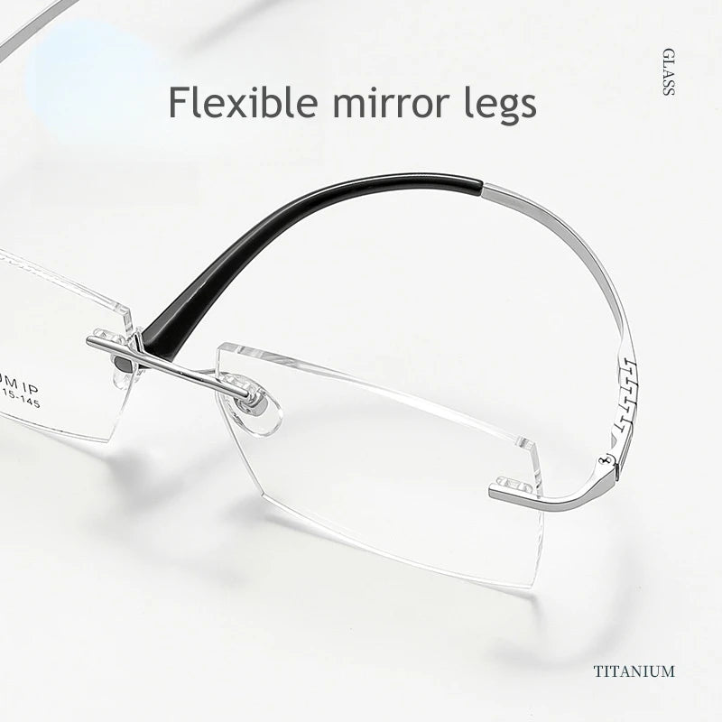 KatKani Men's Rimless Square Ttitanium Eyeglasses 98005 Rimless KatKani Eyeglasses   