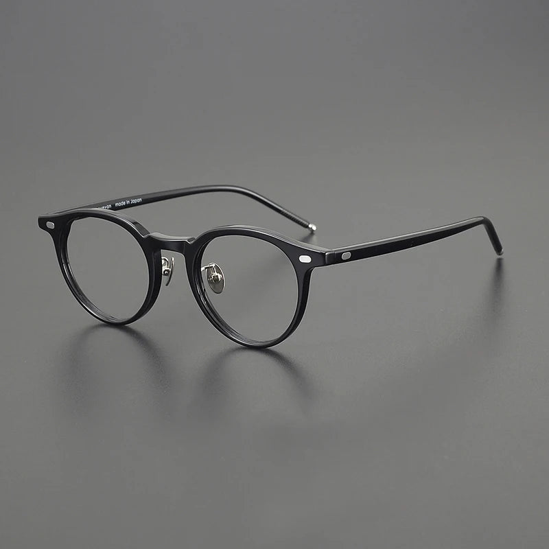Black Mask Unisex Full Rim Round Acetate Eyeglasses 195493