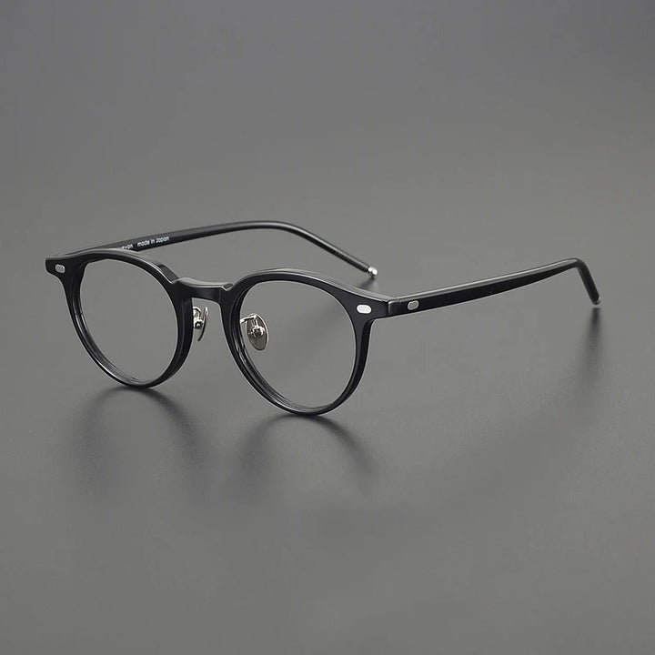 Black Mask Unisex Full Rim Round Acetate Eyeglasses 195493